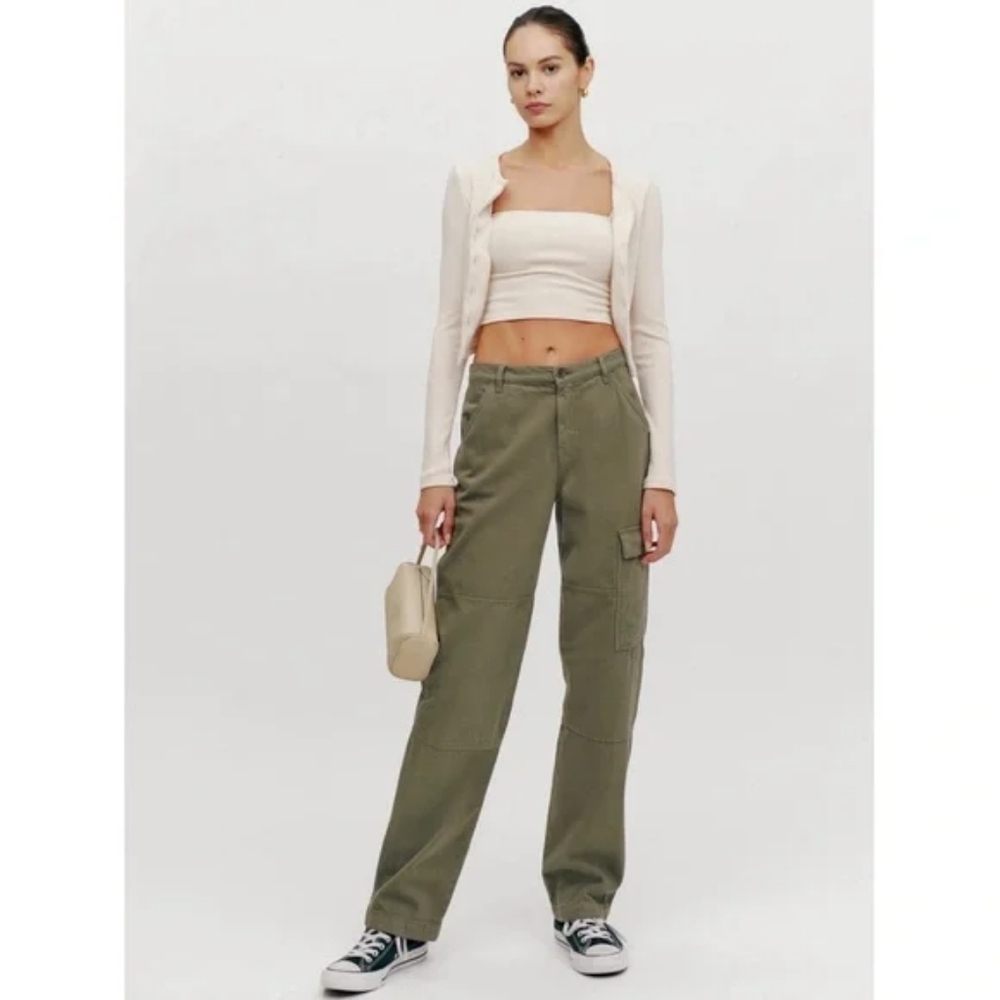Reformation Olive Green Straight Leg Pants